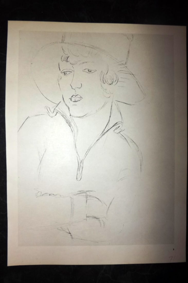 Matisse, Henrii 1969 Folio Scarce Print. Drawing 07: Lithograph Published 1969, New York for "Henri Matisse. Drawings And Paper Cut-Outs" by Raoul Jean Moulin. Paper Size: 12 x 9 inch (30.5 x 23cm) Good Condition