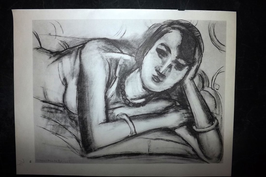 Matisse, Henrii 1969 Folio Scarce Print. Drawing 10: Lithograph Published 1969, New York for "Henri Matisse. Drawings And Paper Cut-Outs" by Raoul Jean Moulin. Paper Size: 12 x 9 inch (30.5 x 23cm) Good Condition