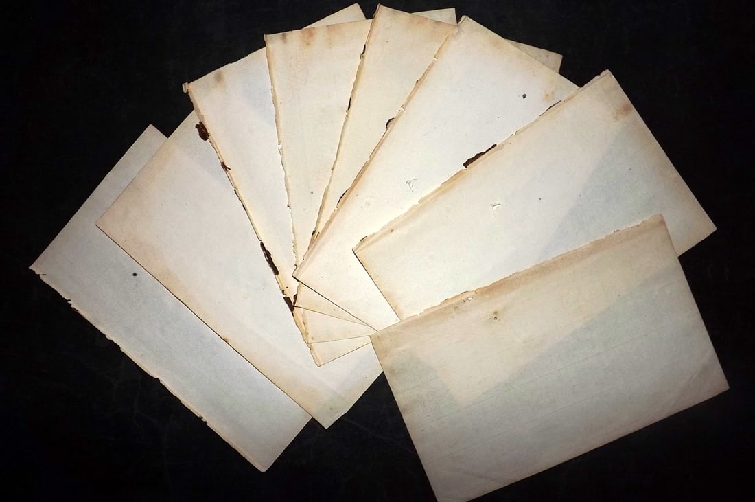 Old Paper Bookbinding 1791 Lot of 8 Uniform Laid Paper Sheets, 8vo (1 of 2)