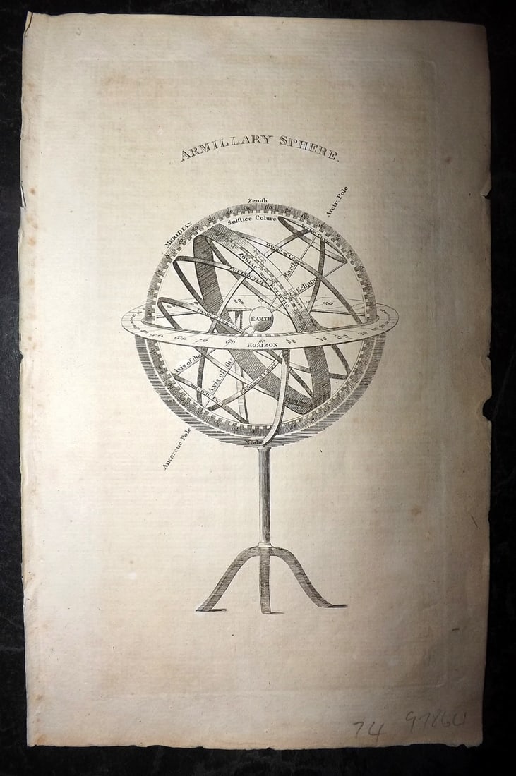 Guthrie, William 1812 Antique Astronomy Print. Armillary Sphere (1 of 1)