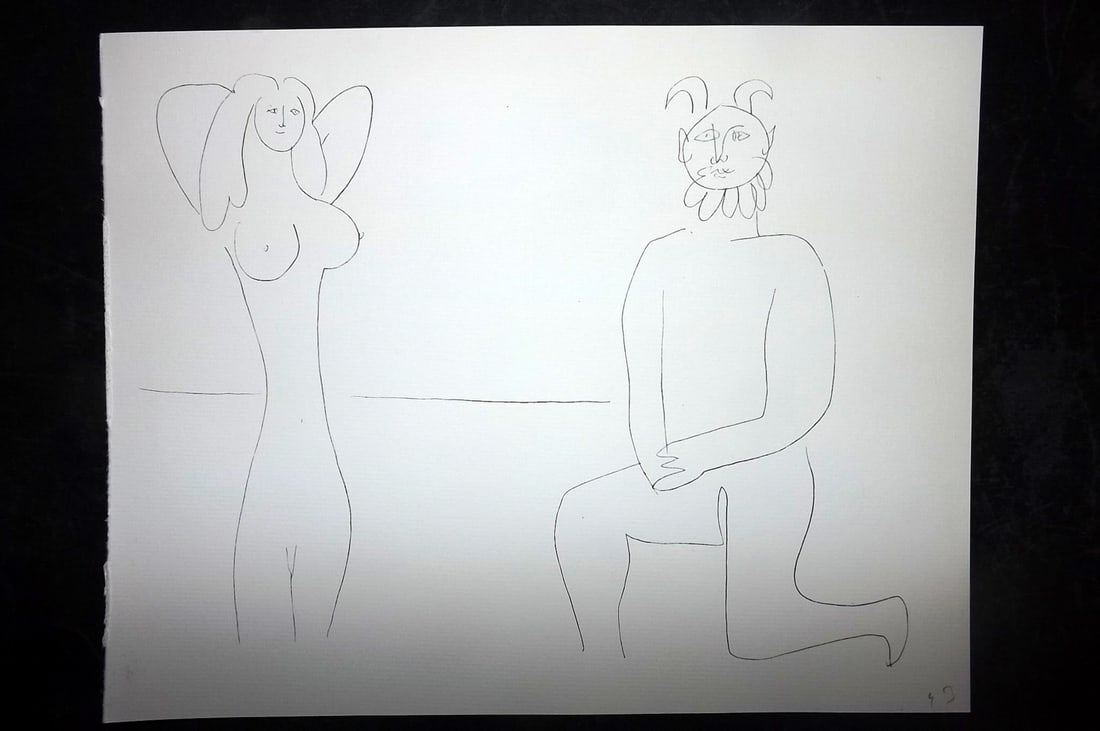 Picasso, Pablo 1960 Folio Print. Ceramics & Sculptures Drawing 92 (1 of 1)
