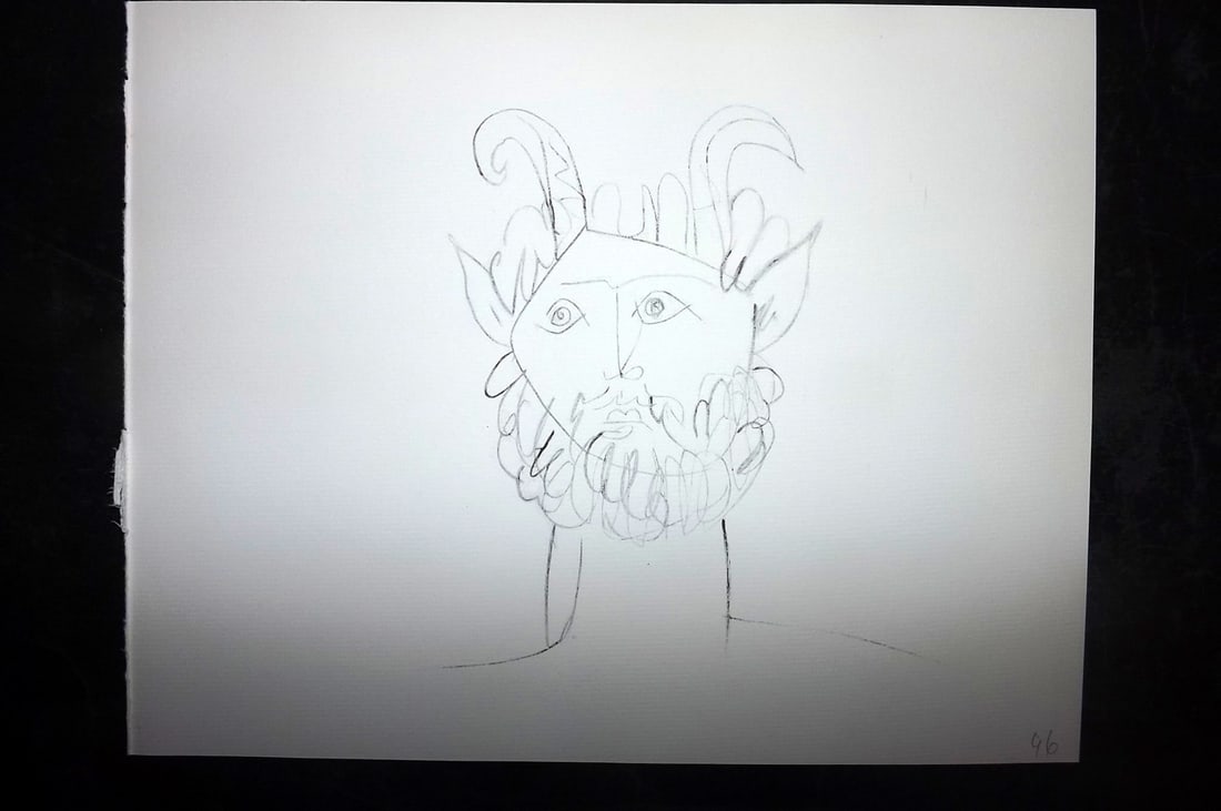 Picasso, Pablo 1960 Folio Print. Ceramics & Sculptures Drawing 95 (1 of 1)