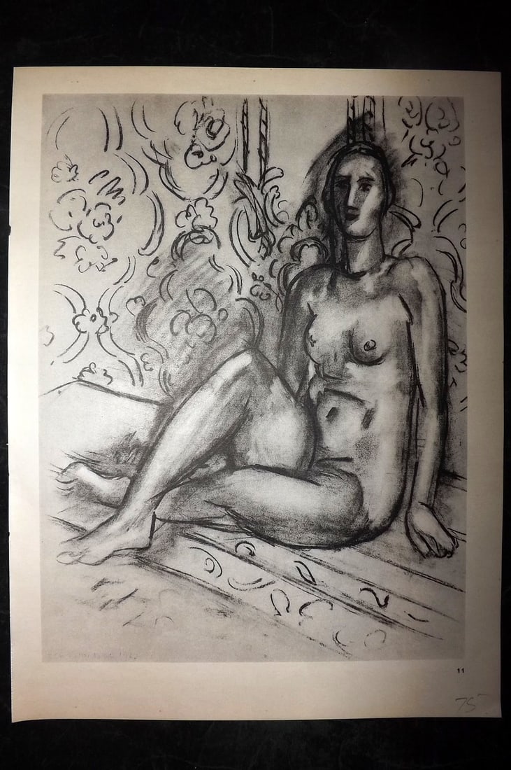 Matisse, Henri 1969 Folio Scarce Print. Drawing 11: Lithograph Published 1969, New York for "Henri Matisse. Drawings And Paper Cut-Outs" by Raoul Jean Moulin. Paper Size: 12 x 9 inch (30.5 x 23cm) Good Condition