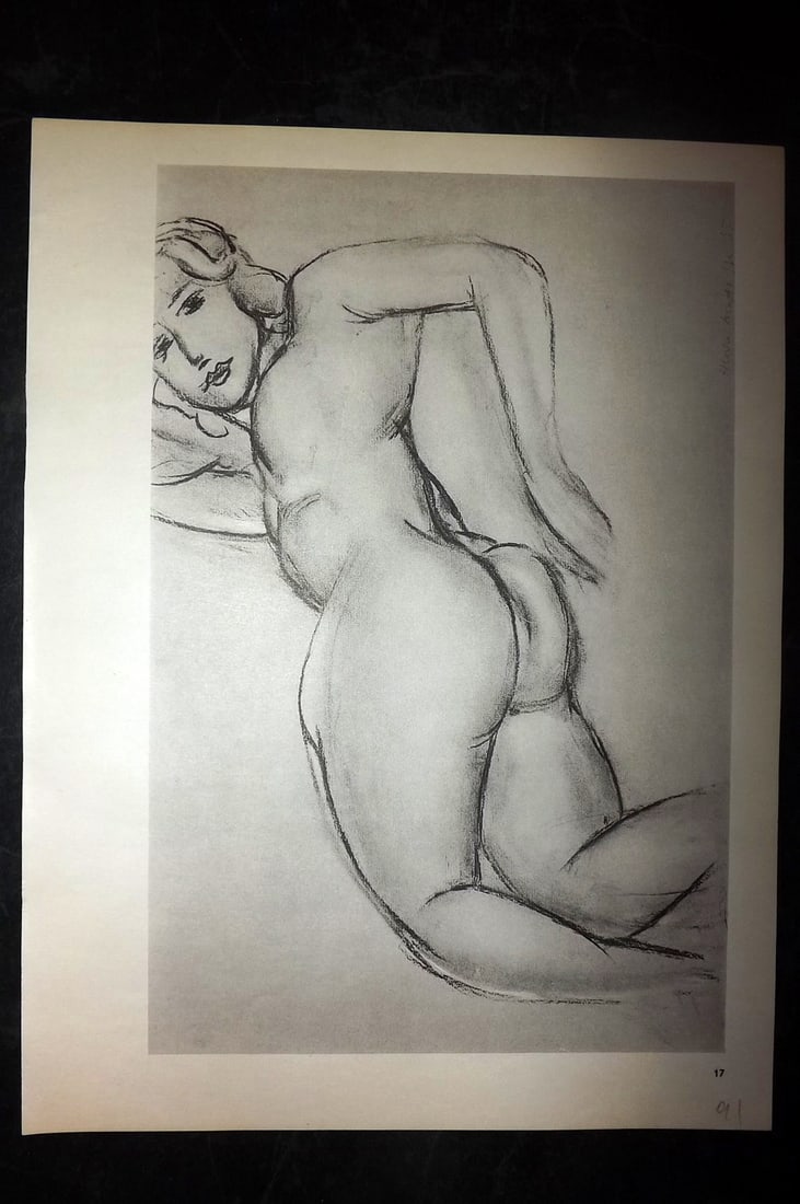 Matisse, Henri 1969 Folio Scarce Print. Drawing 17: Lithograph Published 1969, New York for "Henri Matisse. Drawings And Paper Cut-Outs" by Raoul Jean Moulin. Paper Size: 12 x 9 inch (30.5 x 23cm) Good Condition
