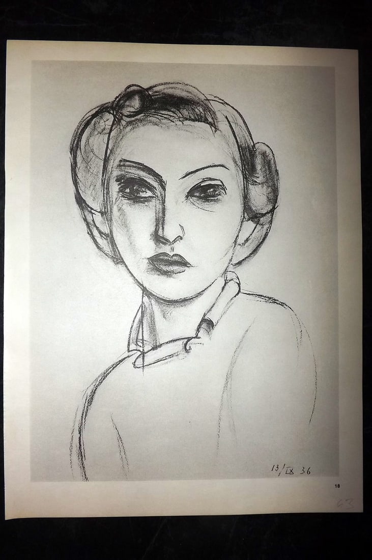 Matisse, Henri 1969 Folio Scarce Print. Drawing 18: Lithograph Published 1969, New York for "Henri Matisse. Drawings And Paper Cut-Outs" by Raoul Jean Moulin. Paper Size: 12 x 9 inch (30.5 x 23cm) Good Condition