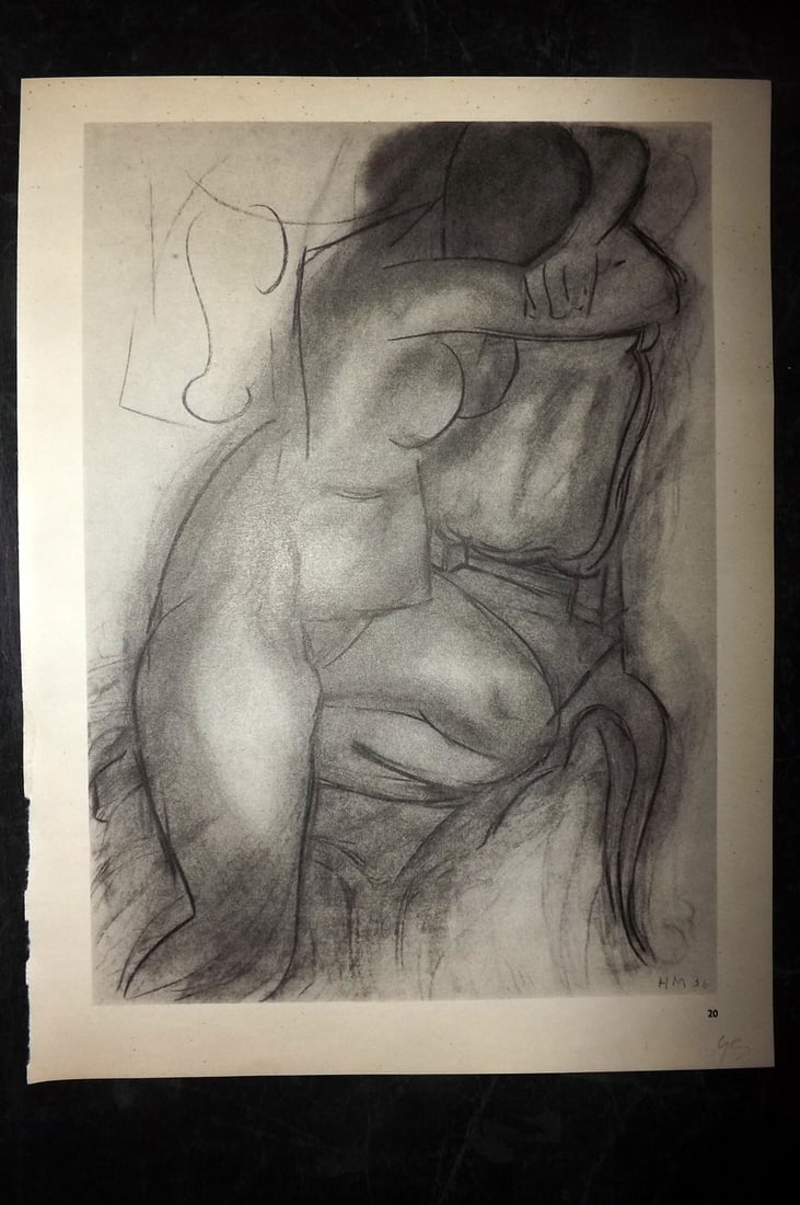 Matisse, Henri 1969 Folio Scarce Print. Drawing 20: Lithograph Published 1969, New York for "Henri Matisse. Drawings And Paper Cut-Outs" by Raoul Jean Moulin. Paper Size: 12 x 9 inch (30.5 x 23cm) Good Condition