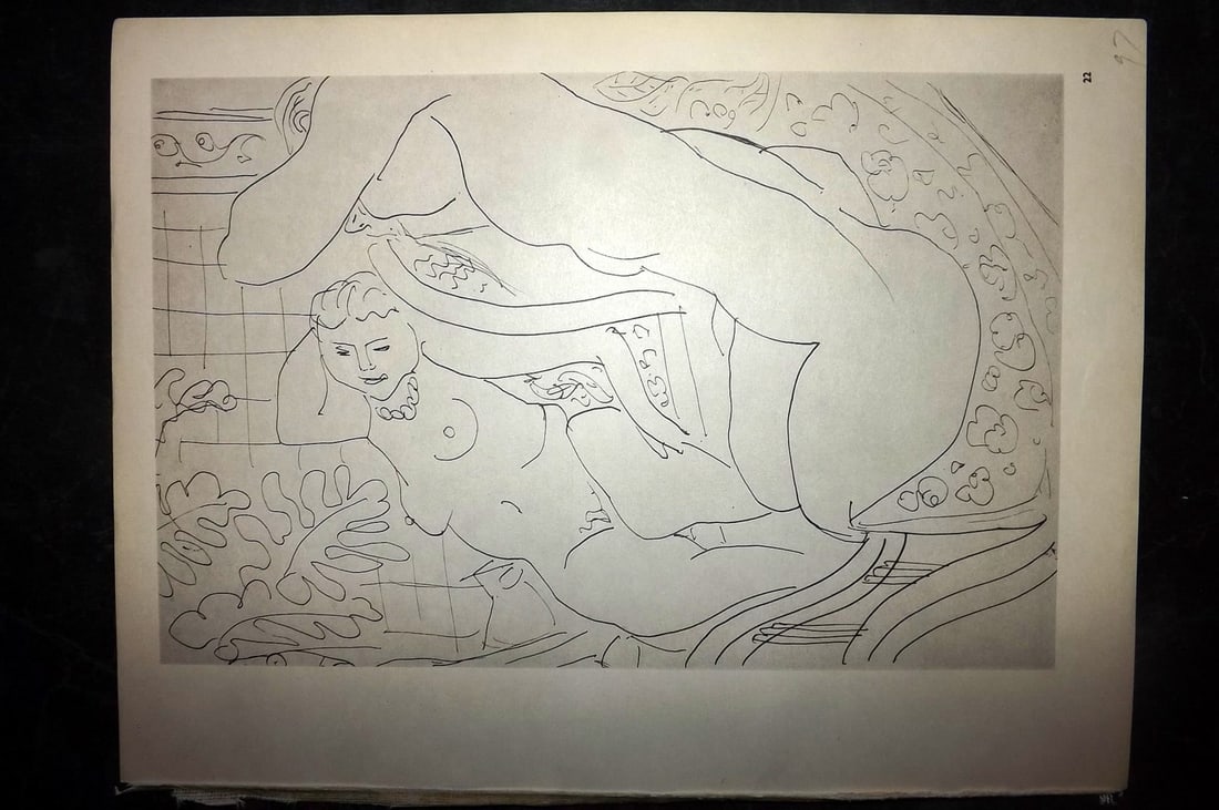 Matisse, Henri 1969 Folio Scarce Print. Drawing 22: Lithograph Published 1969, New York for "Henri Matisse. Drawings And Paper Cut-Outs" by Raoul Jean Moulin. Paper Size: 12 x 9 inch (30.5 x 23cm) Good Condition