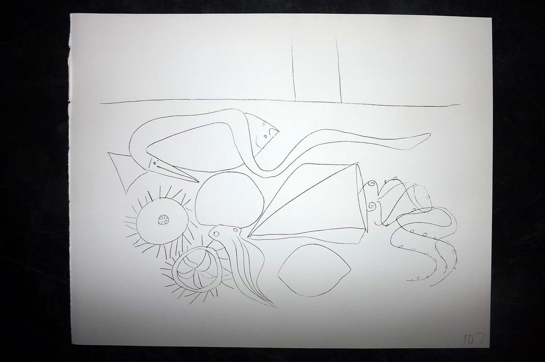 Picasso, Pablo 1960 Folio Print. Ceramics & Sculptures Drawing 98 (1 of 1)