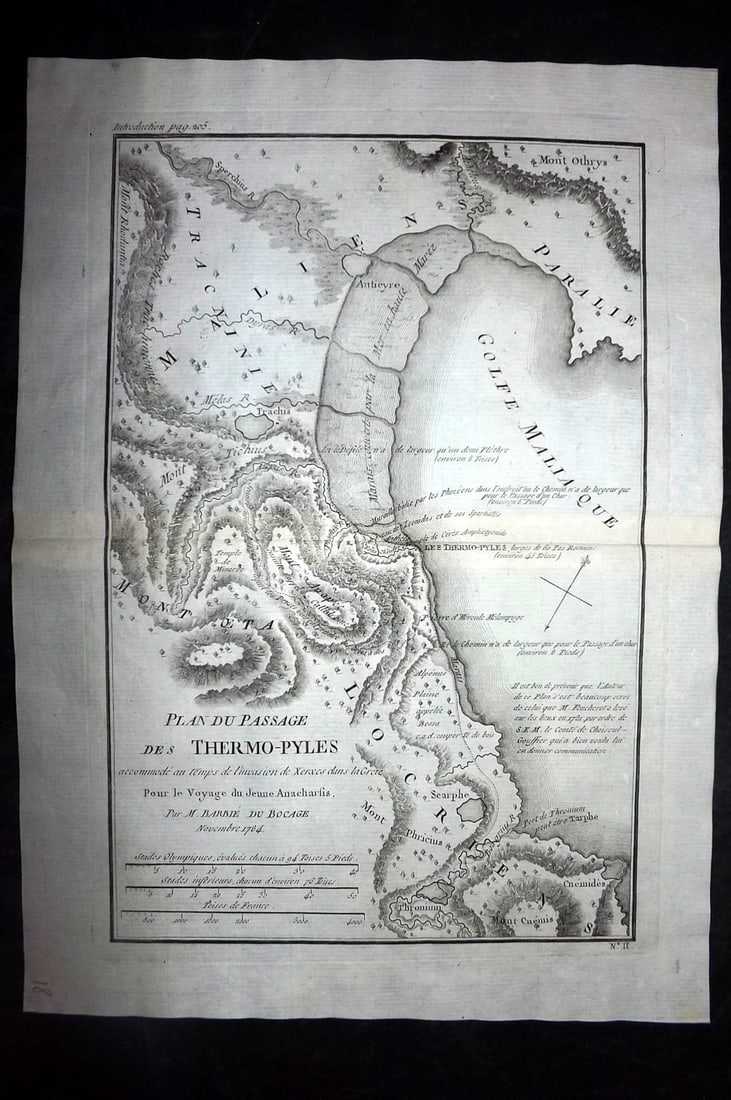 Barthelemy, Jean 1790 Map. Greece - Plan du Passage des Thermo-Pyles (1 of 1)