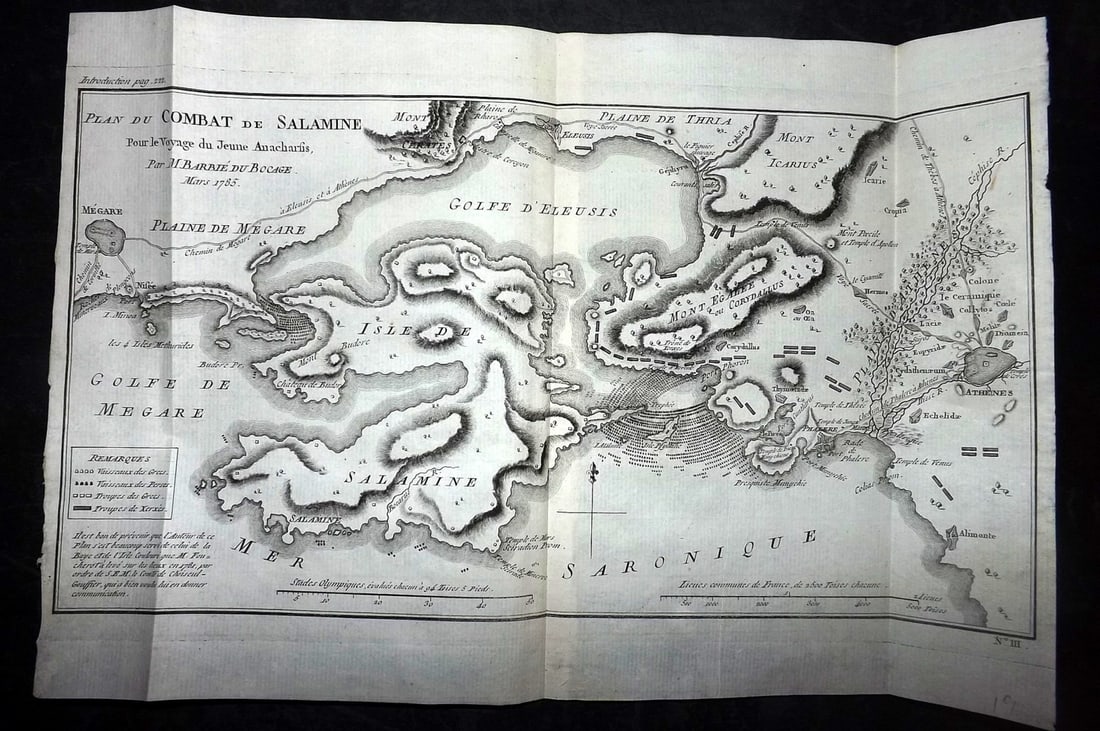 Barthelemy, Jean 1790 Map. Greece - Plan du Combat de Salamine (1 of 1)