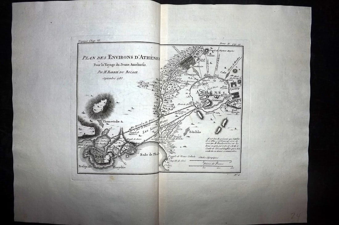 Barthelemy, Jean 1790 Map. Greece - Plan des Environs d'Athenes Athens (1 of 1)