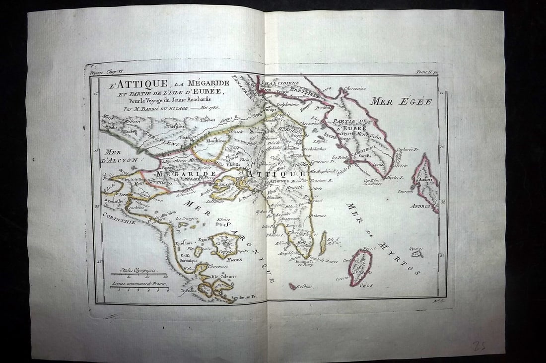 Barthelemy, Jean 1790 Map. Greece - L'Attique la Megaride et Partie de L'Isle d'Eubee (1 of 1)