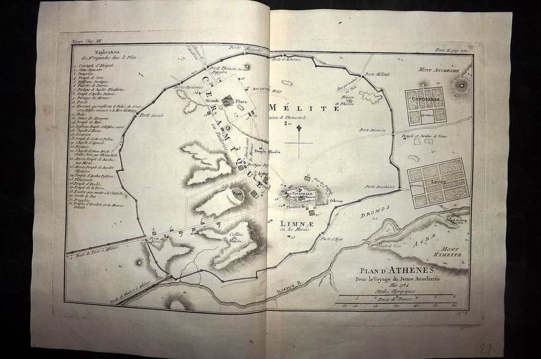 Barthelemy, Jean 1790 Map. Greece - Plan d'Athenes Athens (1 of 1)