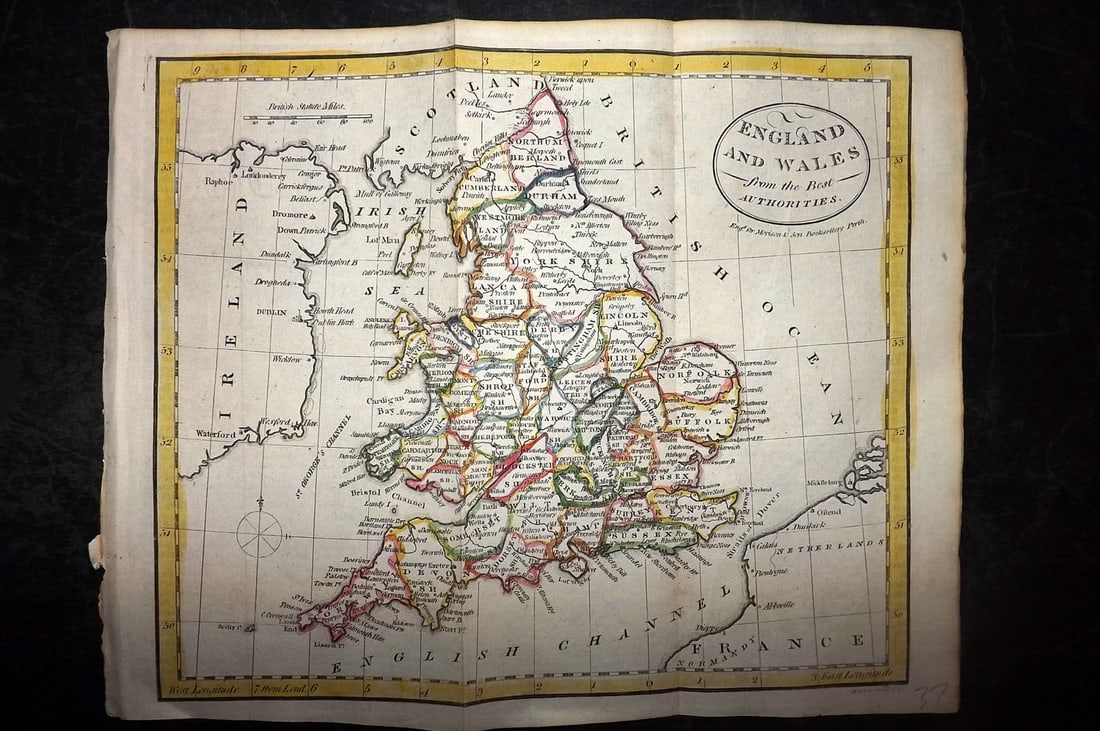 Aitchison, Alexander 1799 Hand Col Map. England and Wales (1 of 1)