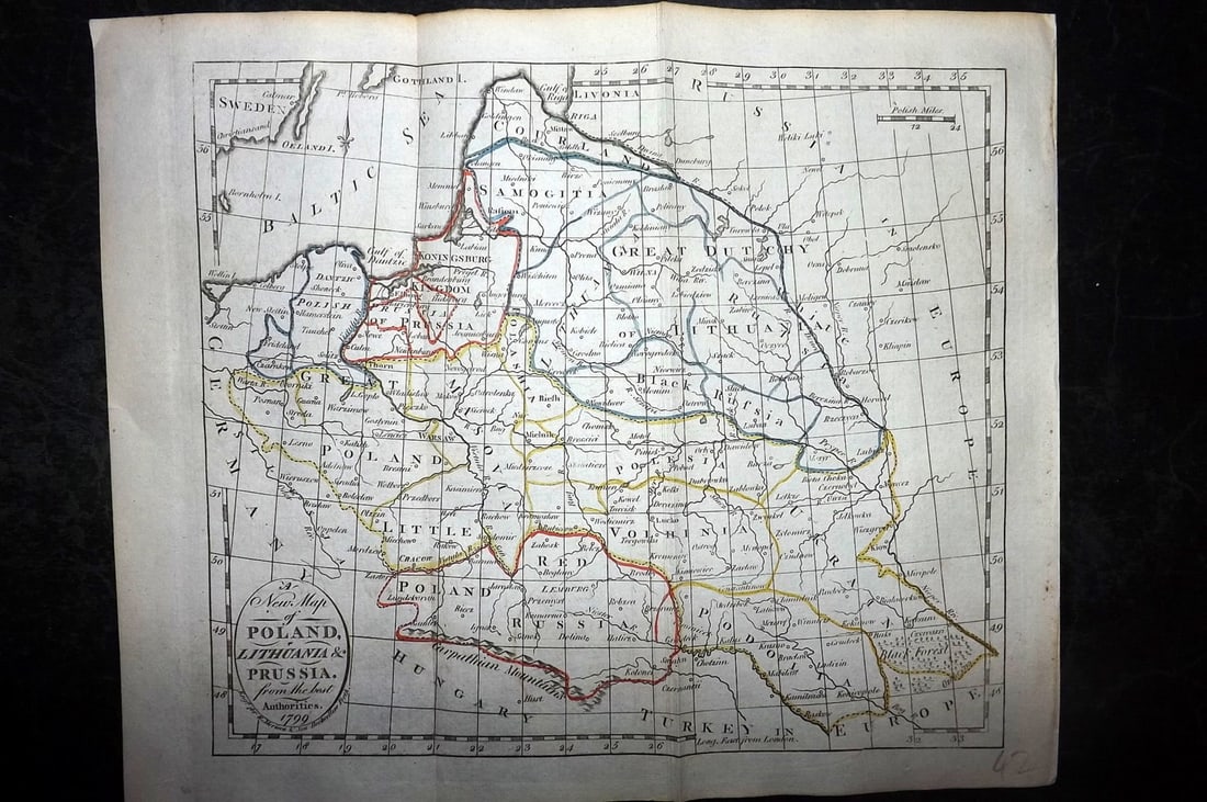Aitchison, Alexander 1799 Hand Col Map. Poland, Lithuania & Prussia (1 of 1)