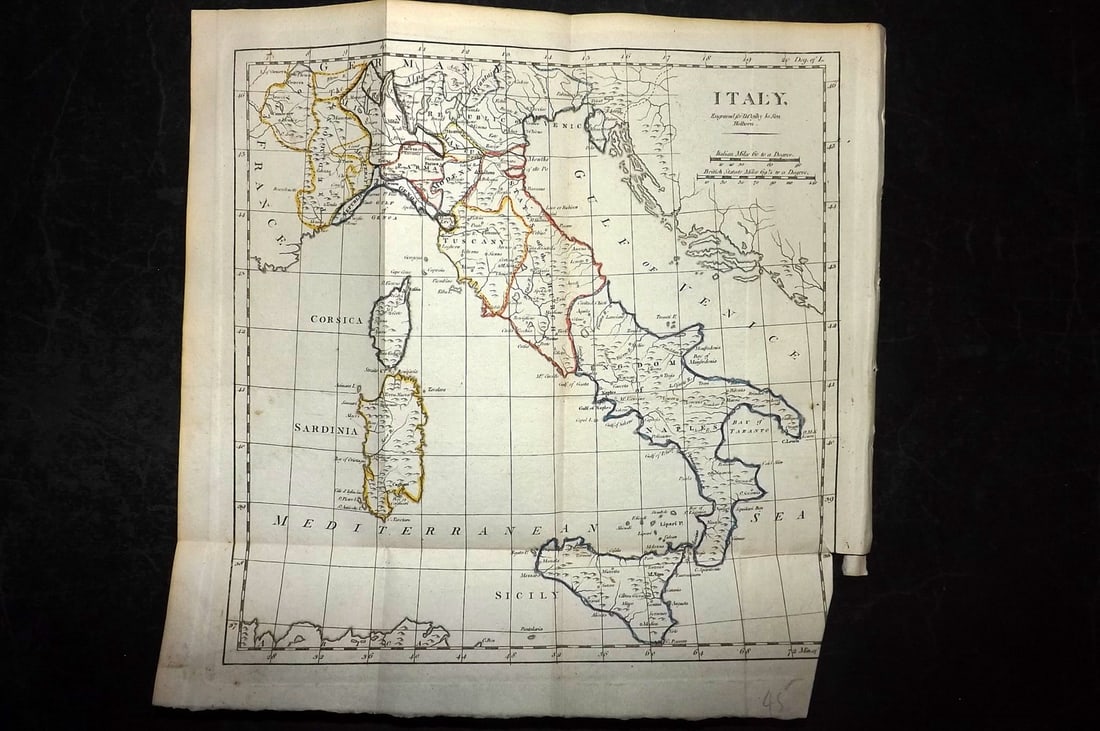 Aitchison, Alexander 1799 Hand Col Map. Italy (1 of 1)