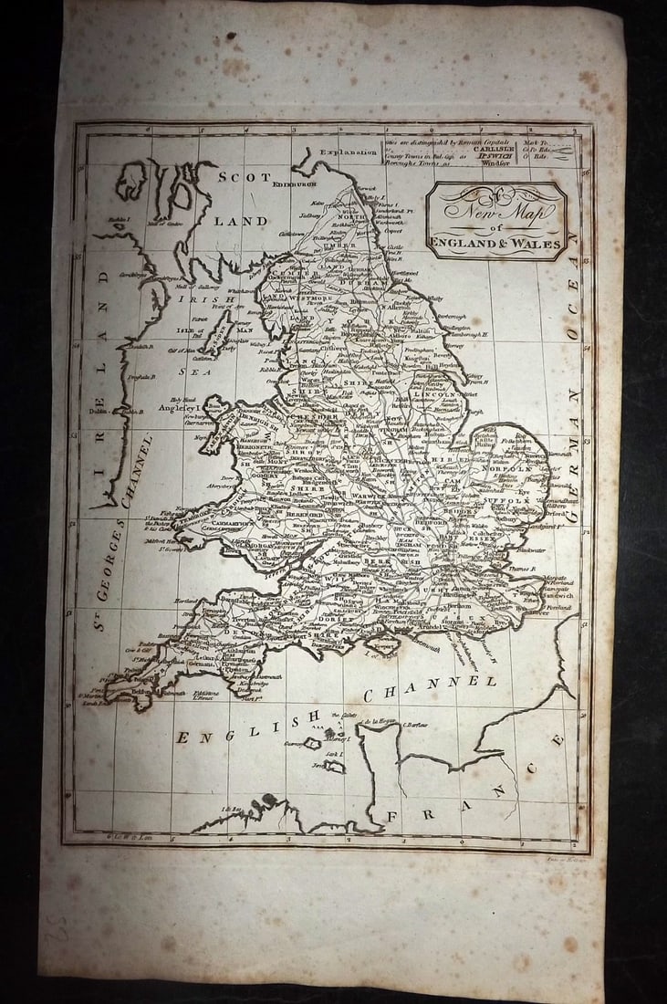 Russell & Allen (Pub) 1812 Map. England & Wales: Folio Copper Engraved Map Published 1812 by Russell and Allen, Manchester for "A New And Commercial System Of Geography" Paper Size: 15.5 x 9 inch (39 x 23cm) Some toning present