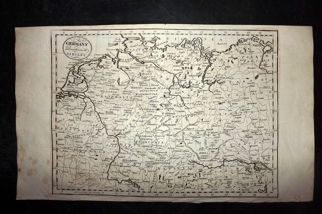 Russell & Allen (Pub) 1812 Map. Germany: Folio Copper Engraved Map Published 1812 by Russell and Allen, Manchester for "A New And Commercial System Of Geography" Paper Size: 15.5 x 9 inch (39 x 23cm) Good Condition