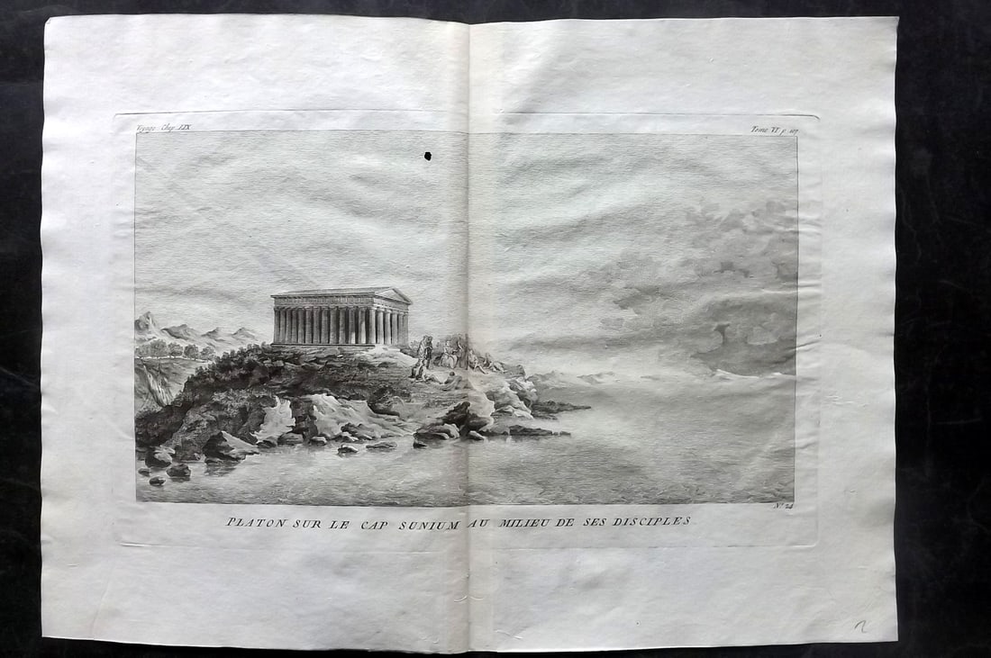 Barthelemy, Jean 1790 Folio Print. Greece - Platon sur le Cap Sunium au Milieu (1 of 2)