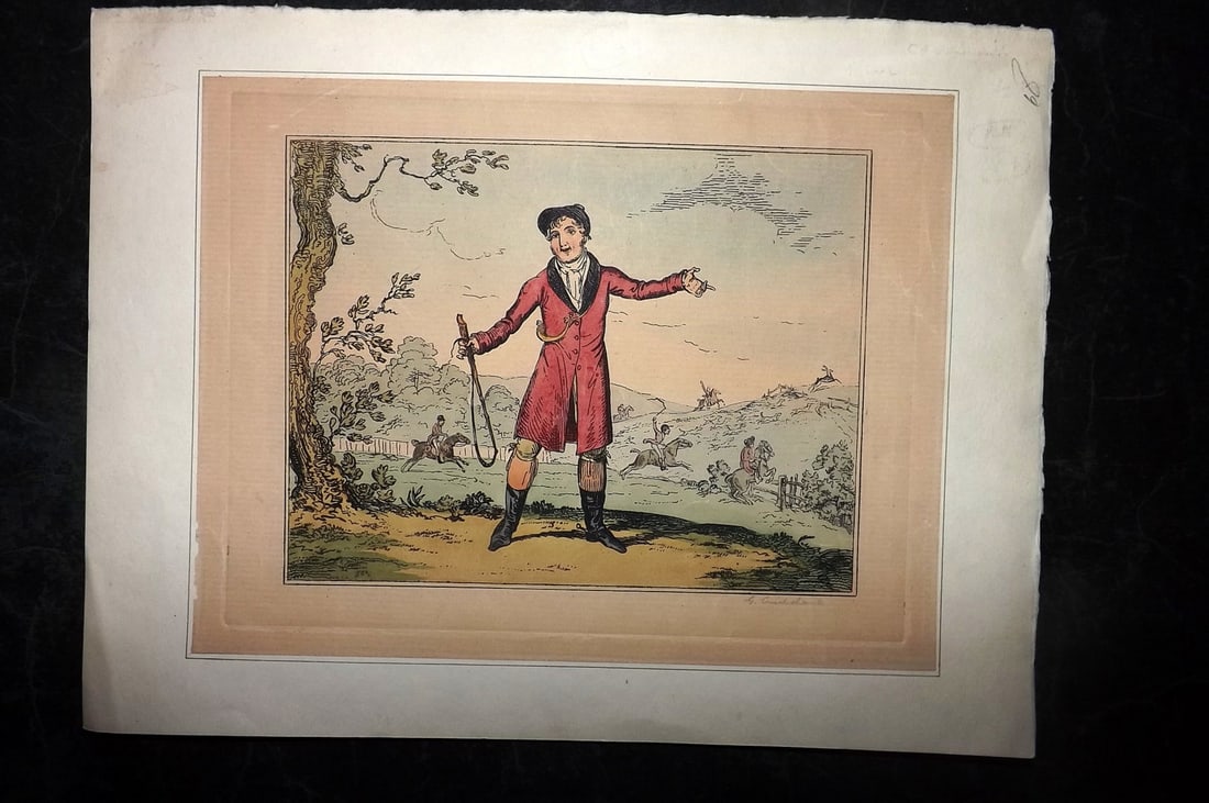 Cruikshank, George C1810 Hand Col Satire Print. A Foxhunter (1 of 1)