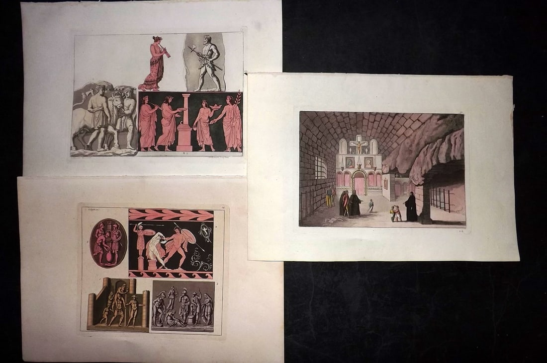 Ferrario, Giulio C1820 Lot of 3 Folio HC Prints. Antiquities, Interior etc (1 of 2)