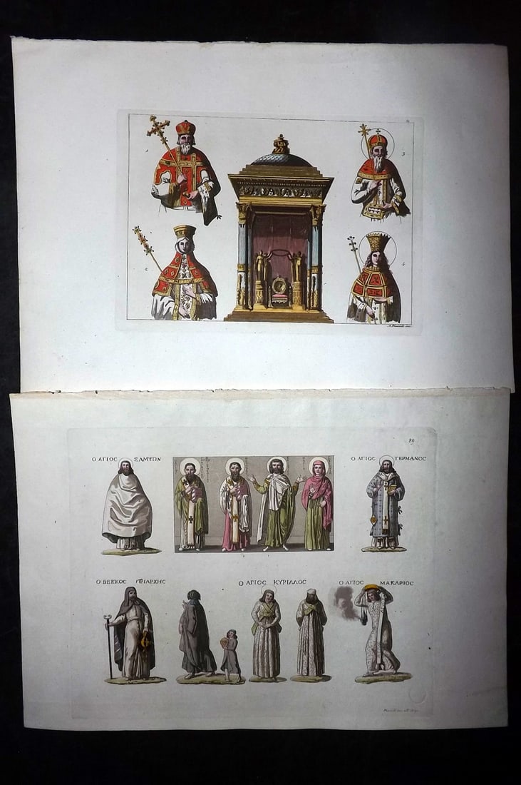 Ferrario, Giulio C1820 Pair of Folio Hand Col Religious Costume Prints (1 of 2)