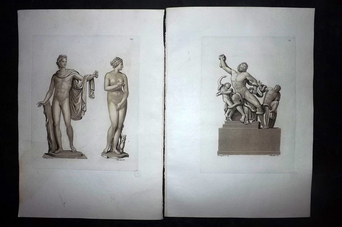 Ferrario, Giulio C1820 Pair of Folio Hand Col Statue-Sculpture Prints (1 of 2)