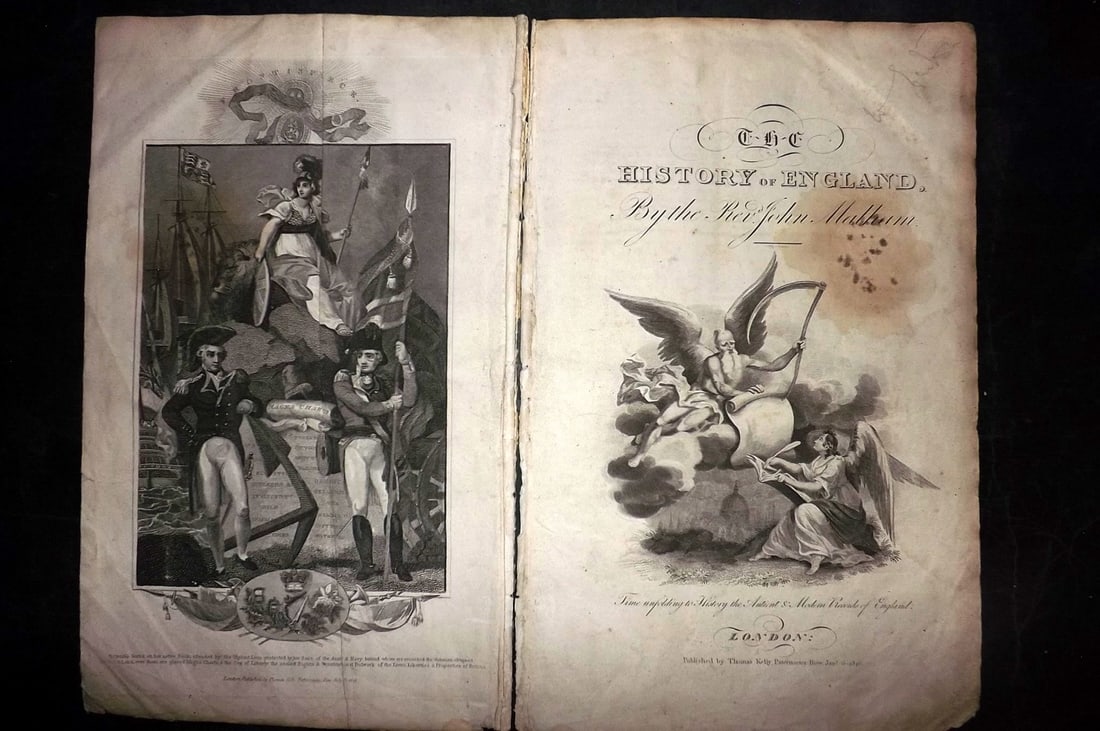 Malham, John 1816 Pair of Folio Prints. Classical Frontis & Illus. Title. Britannia etc (1 of 2)