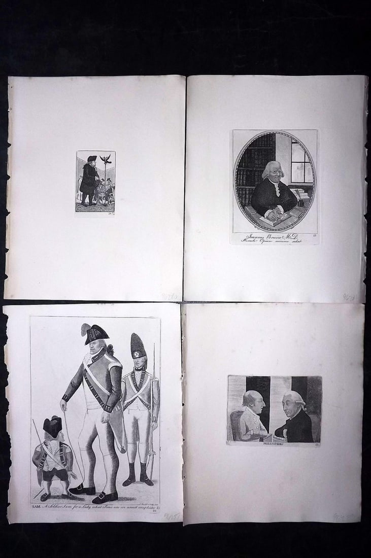 Kay, John 1877 Lot of 4 Scottish Caricatures: Etchings Published 1877, Edinburgh for "A Series of Original Portraits and Caricature Etchings" by John Kay. Paper Size: 10.5 x 8.5 inch (27 x 22cm) Good Condition