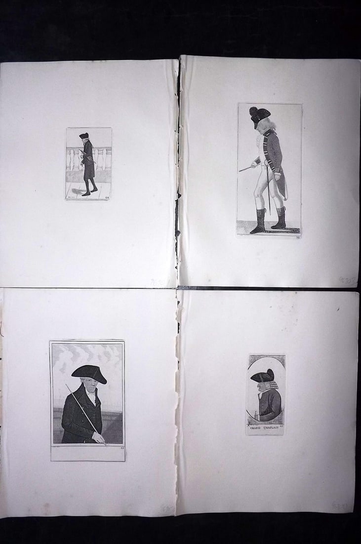 Kay, John 1877 Lot of 4 Scottish Caricatures: Etchings Published 1877, Edinburgh for "A Series of Original Portraits and Caricature Etchings" by John Kay. Paper Size: 10.5 x 8.5 inch (27 x 22cm) Good Condition