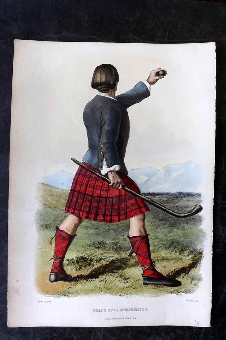 McIan, Robert 1845 Folio Hand Col Scottish Clan Print. Grant of Glenmorrison (1 of 2)