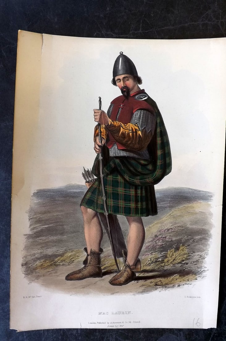 McIan, Robert 1845 Folio Hand Col Scottish Clan Print. Mac Laurin (1 of 2)