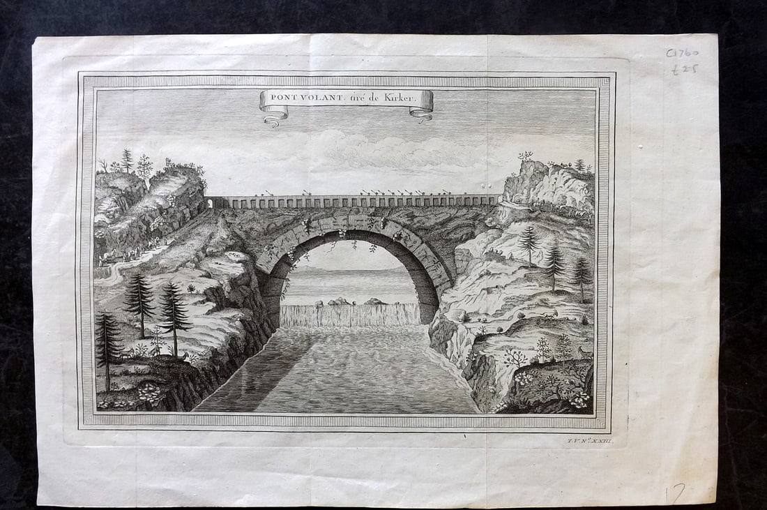 Prevost, Antoine C1760 Folio Print.  Pont Volant, China (1 of 2)