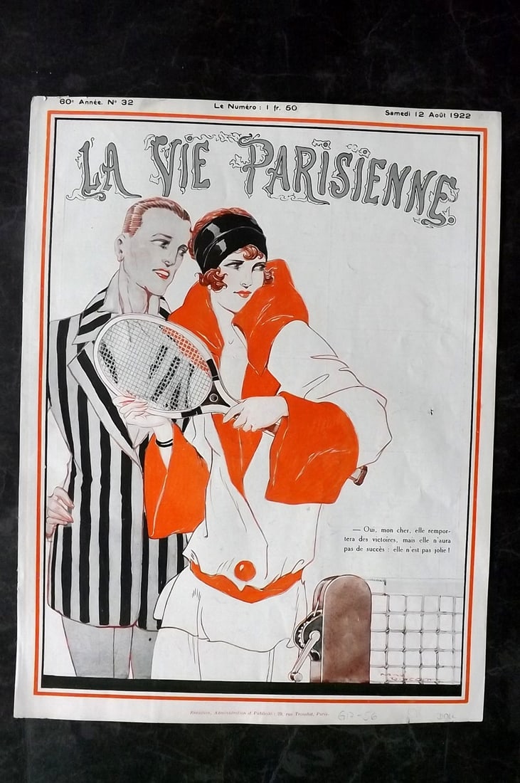 La Vie Parisienne 1922 Art Deco Print. Tennis by Rene Vincent (1 of 1)