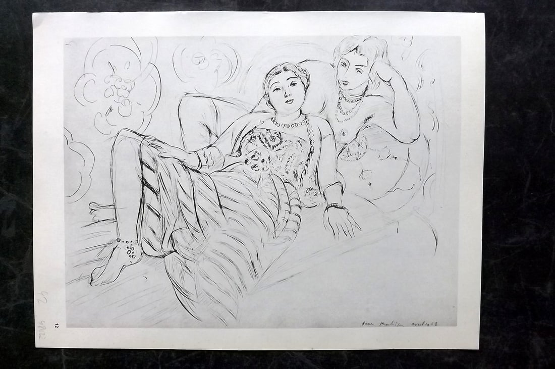 Matisse, Henri 1969 Folio Scarce Print. Drawing 12: Lithograph Published 1969, New York for "Henri Matisse. Drawings And Paper Cut-Outs" by Raoul Jean Moulin. Paper Size: 12 x 9 inch (30.5 x 23cm) Good Condition