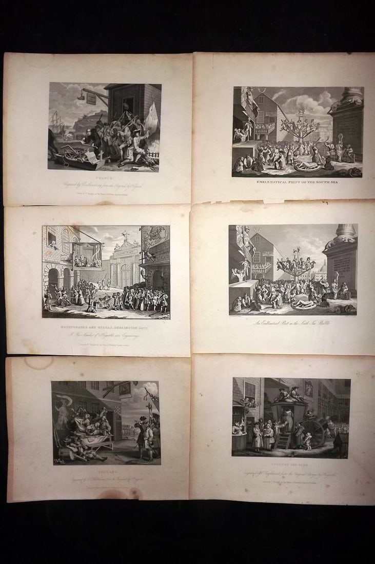 Hogarth, William C1830's Mixed Lot of 6 Satire Prints (1 of 2)