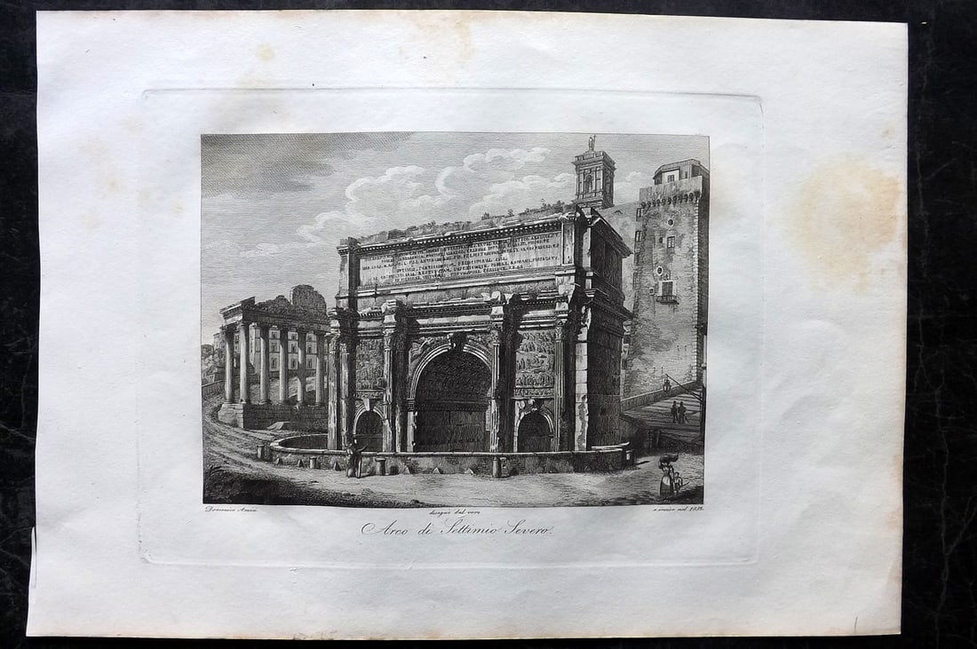 Amici, Domenico C1840 Folio Print. Arco di Settimio Severo, Rome, Italy (1 of 2)