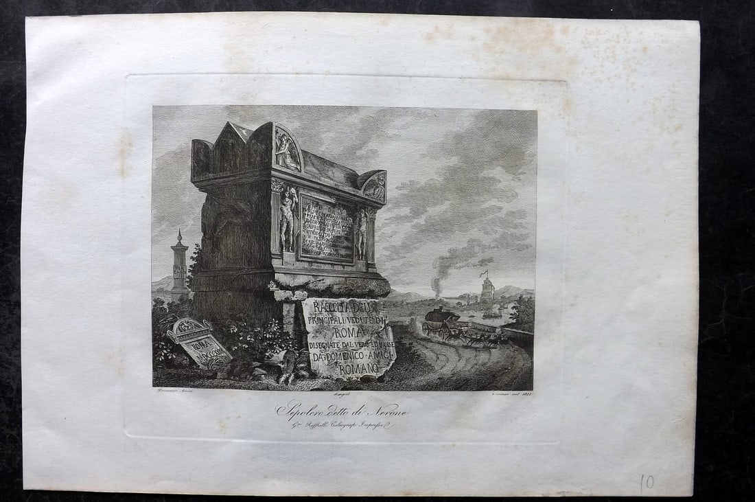 Amici, Domenico C1840 Folio Print. Sepolcro detto di Nerone, Rome, Illus. Title (1 of 2)