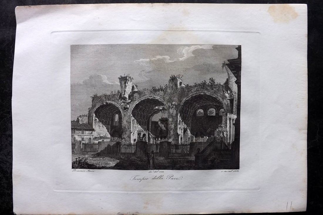 Amici, Domenico C1840 Folio Print. Tempio della Pace, Rome Italy (1 of 2)