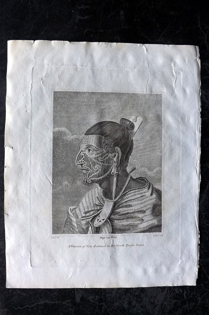 Cooke, George 1801 Print. Maori Tattoo Man, Warrior of New Zealand (1 of 1)