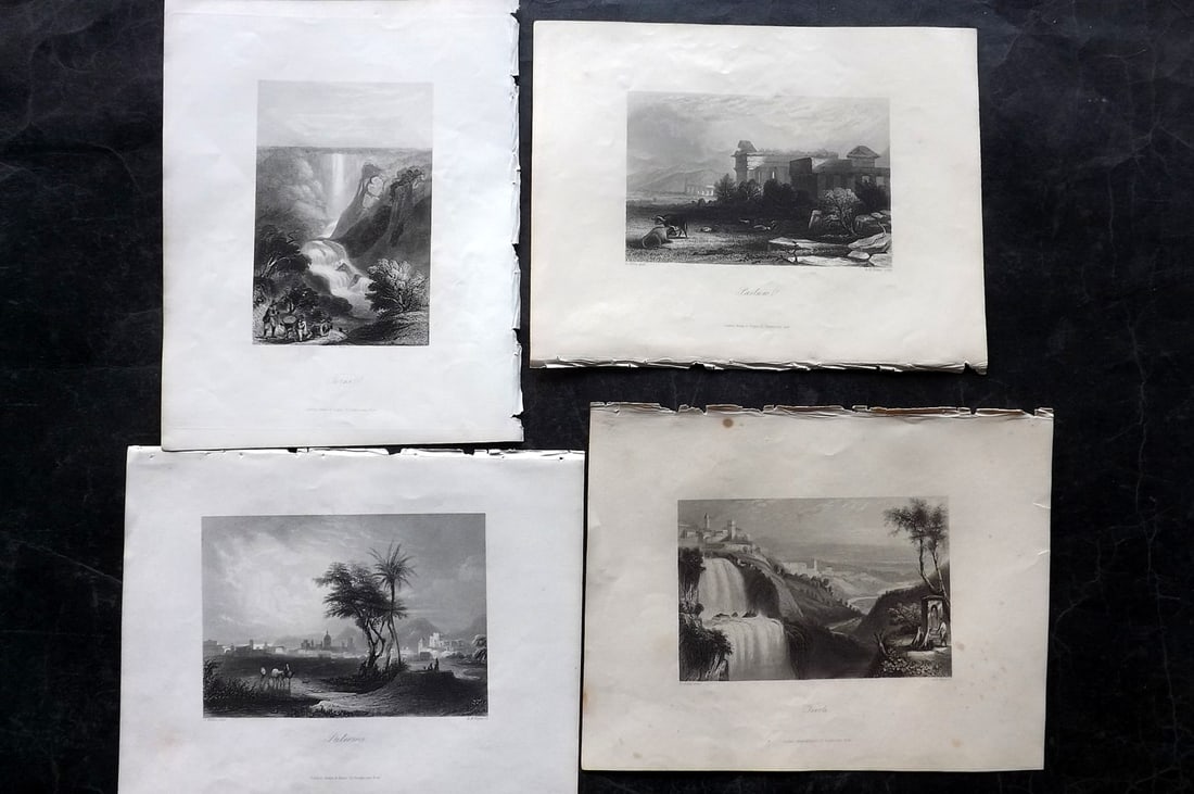 Italy & Sicily 1847 Lot of 4 Steel Engravings by Payne: Incl Palermo, Tivoli, Paestum and Terni. Steel Engravings Published London 1844-7 for "Payne's Universum or Pictorial World" Edited by Charles Edwards. Most plates engraved by Payne. Paper Size: 10.5 