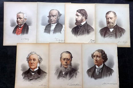 Cassell ((Pub) 1874 Lot of 7 Antique Portrait Prints: Chromolithographs Published 1874 by Cassell, Petter & Galpin for "The National Portrait Gallery" Paper Size: 10.5 x 8 inch (27 x 20cm) Good Condition