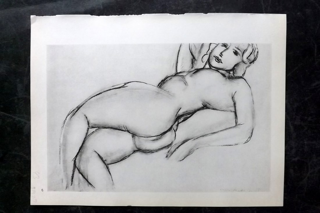 Matisse, Henri 1969 Folio Scarce Print. Drawing 17: Lithograph Published 1969, New York for "Henri Matisse. Drawings And Paper Cut-Outs" by Raoul Jean Moulin. Paper Size: 12 x 9 inch (30.5 x 23cm) Good Condition