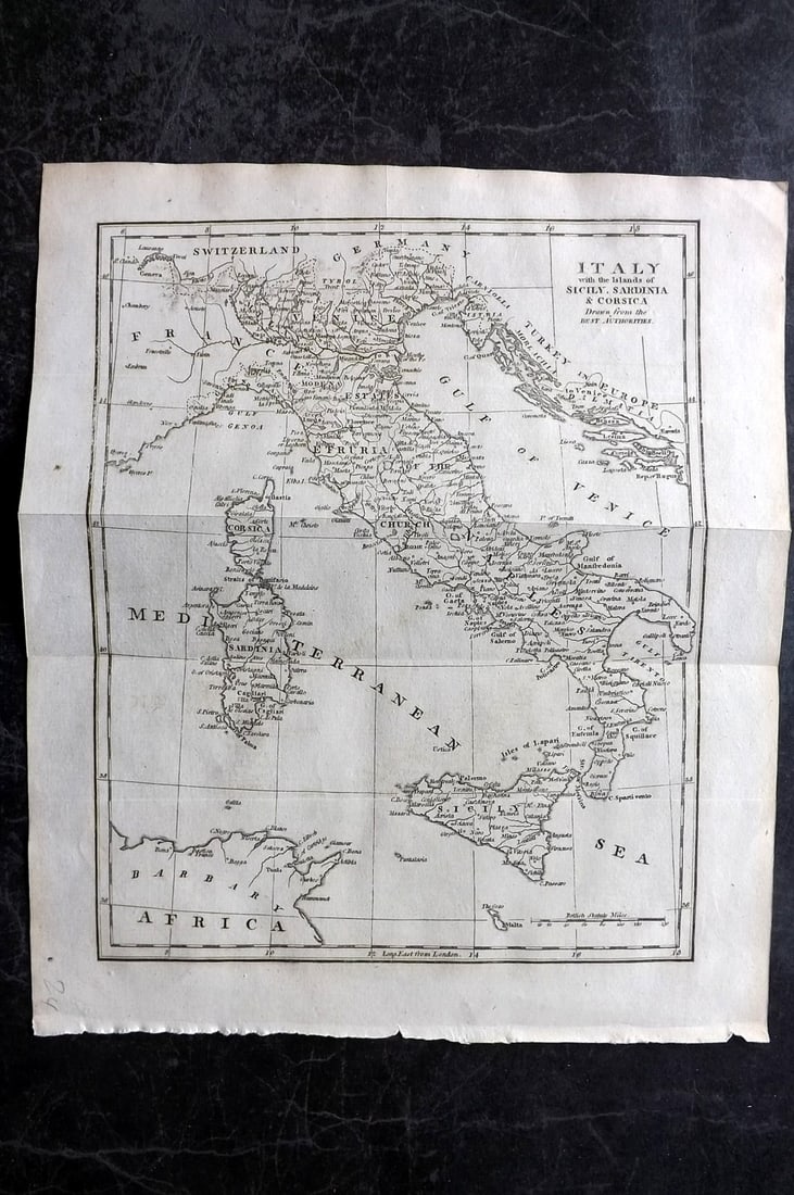 Cooke, George 1801 Antique Map. Italy, Sicily, Sardinia & Corsica (1 of 1)