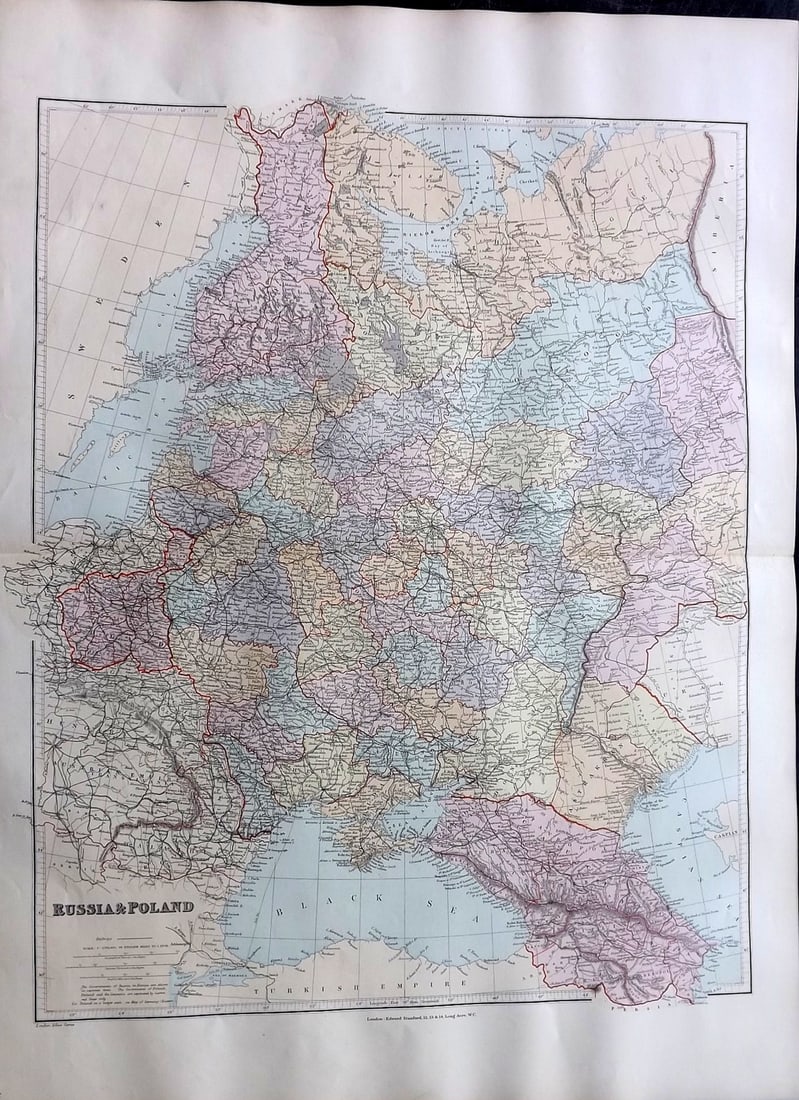 Stanford, Edward 1901 Large Map. Russia & Poland (1 of 2)