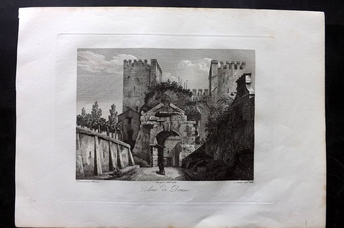Amici, Domenico C1840 Folio Print. Arco di Druso. Rome Italy (1 of 2)