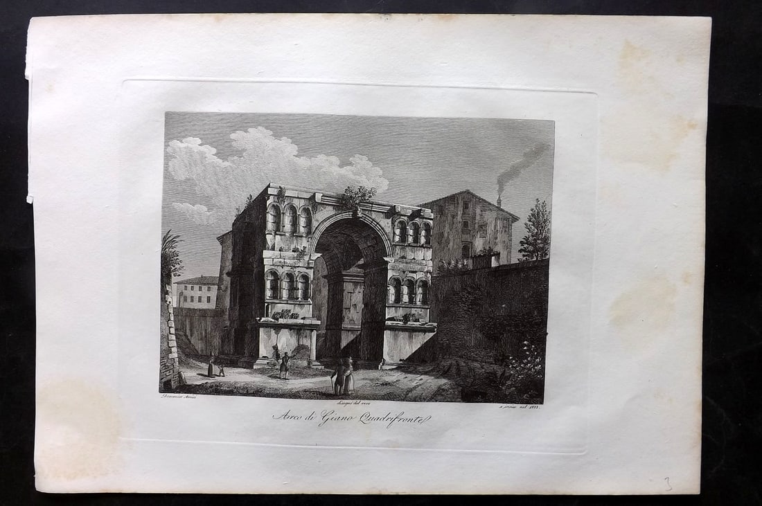 Amici, Domenico C1840 Folio Print. Arco di Giano Quadrifronte Rome Italy (1 of 2)