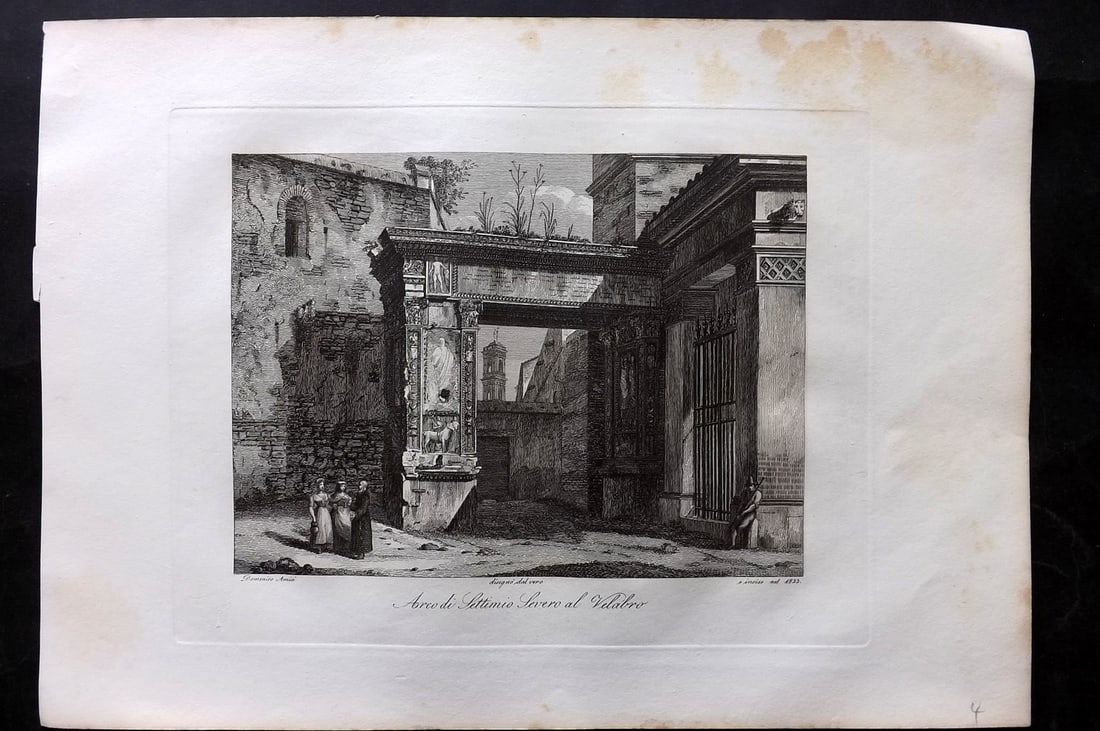 Amici, Domenico C1840 Folio Print. Arco di Settimio Severo al Velabro Rome Italy (1 of 2)