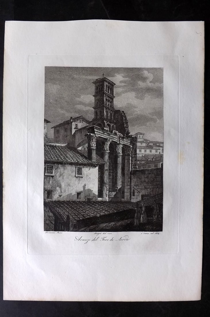 Amici, Domenico C1840 Folio Print. Avanzi del Foro di Nerva Rome Italy (1 of 2)