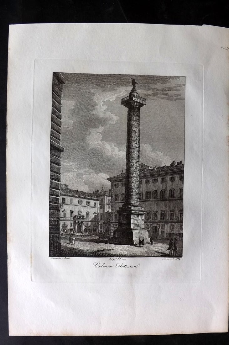Amici, Domenico C1840 Folio Print. Colonna Antonina. Rome Italy (1 of 2)